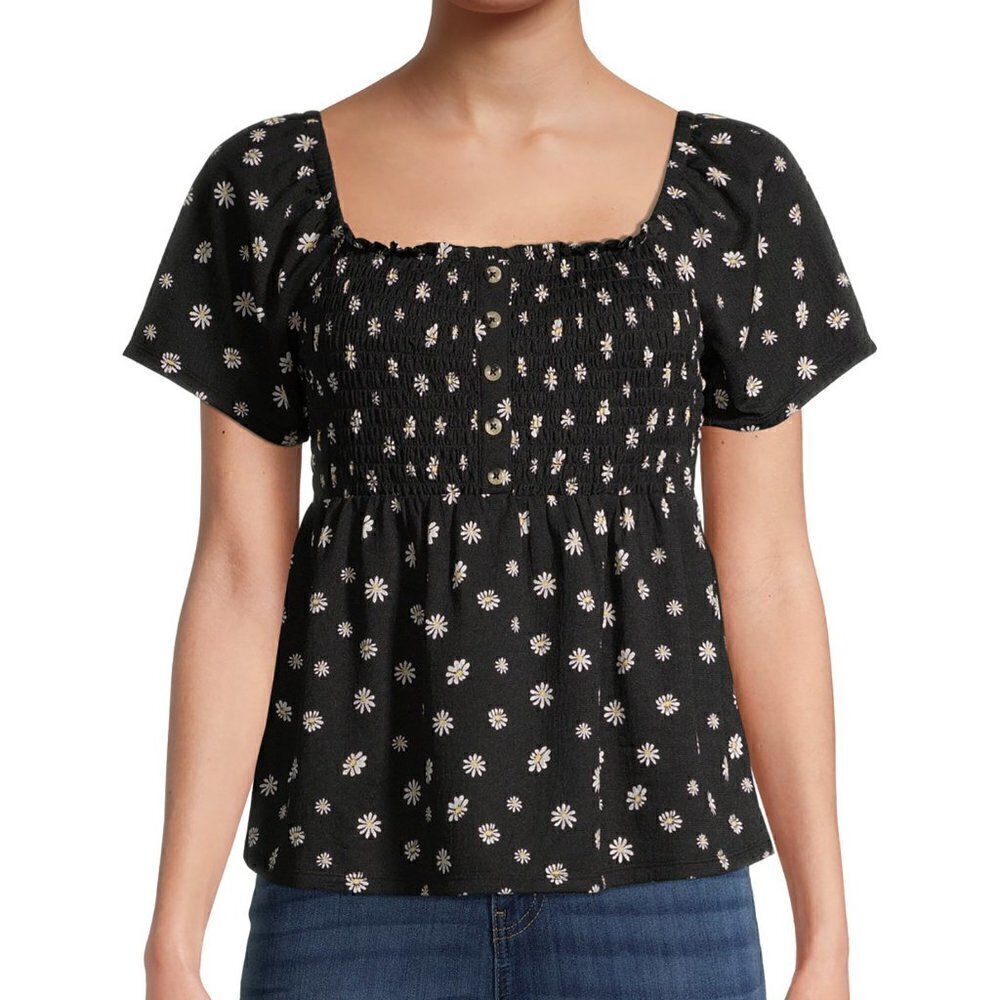 Nwt No Boundaries Juniors' Flutter Sleeve Smocked Top